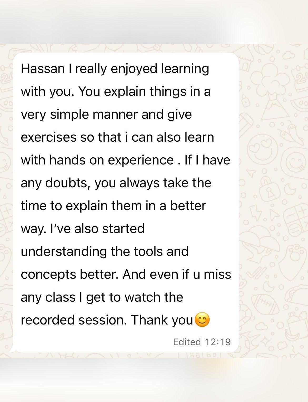 Message from Harika about HackproofHacks training