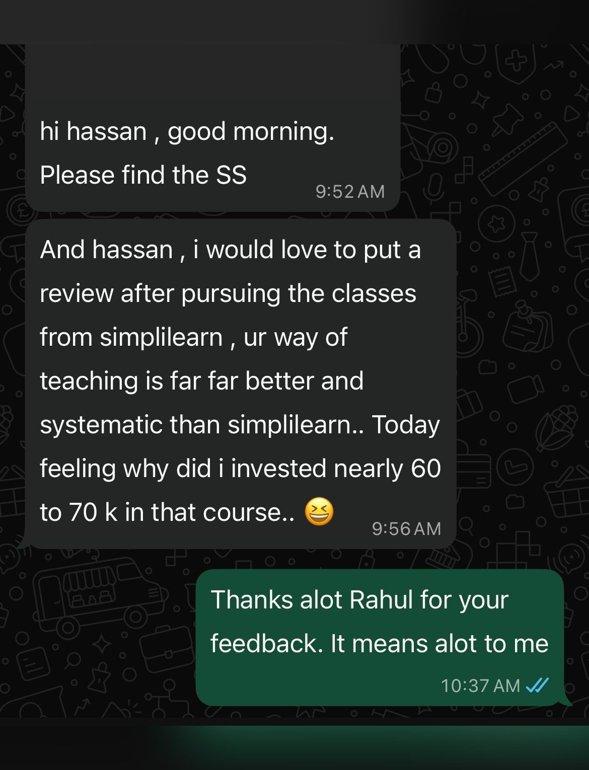 Message from Rahul Garnayak about HackproofHacks training