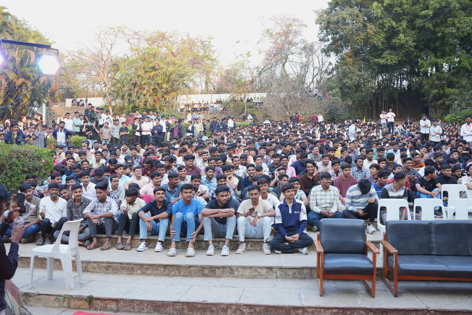 Students seated for a live security talk