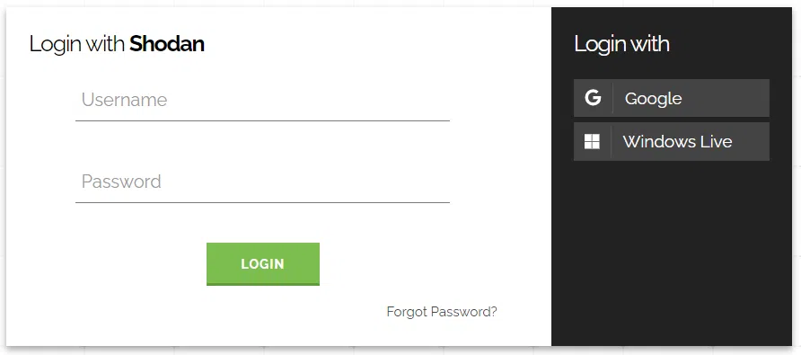 shodan signup page