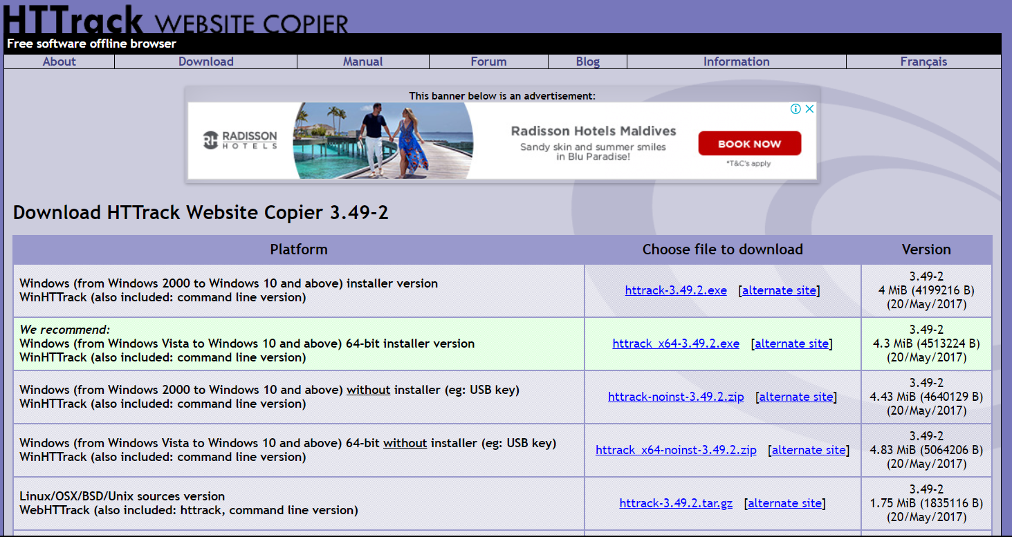 httrack website copier