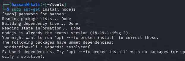 nodejs install