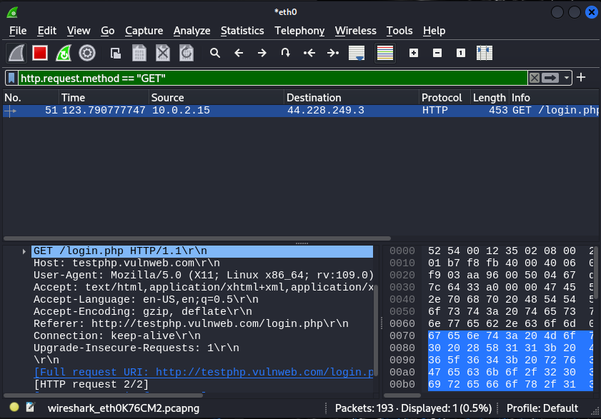 wireshark password sniffing