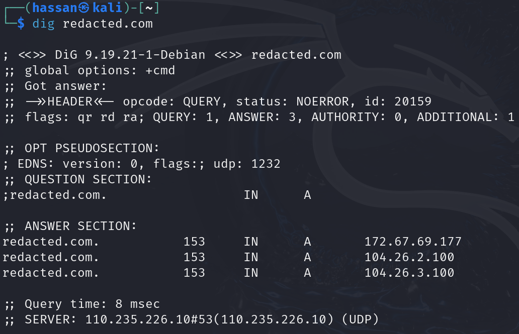 dig tool. Ethical hacking series: The Art of Reconnaissance