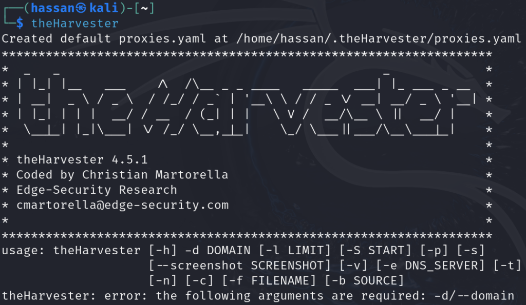 theHarvester tool. Ethical hacking series: The Art of Reconnaissance