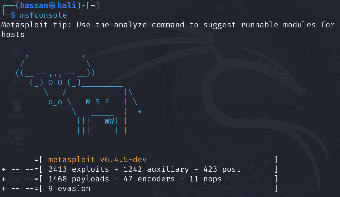 metasploit msfconsole command. ethical hacking series